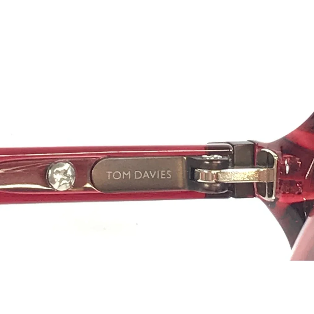 Tom Davies Eyeglasses Frames TD750 Col. 2258 Striped Red Brown Horn 52-17-140
